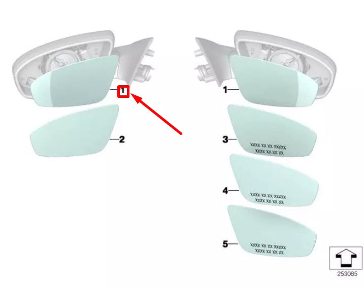 NEW BMW M5 F10 FRONT LEFT DOOR M MIRROR GLASS LHD 8050083 51168050083 ORIGINAL