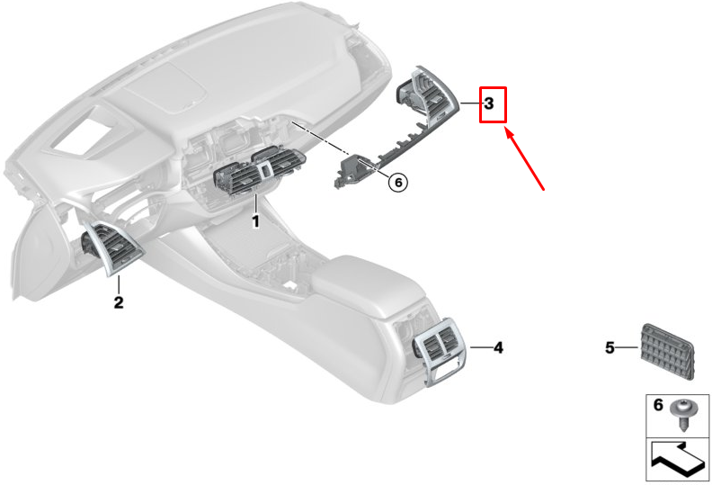 new bmw x3 g01 right dashboard fresh air vent lhd 64229384395 original