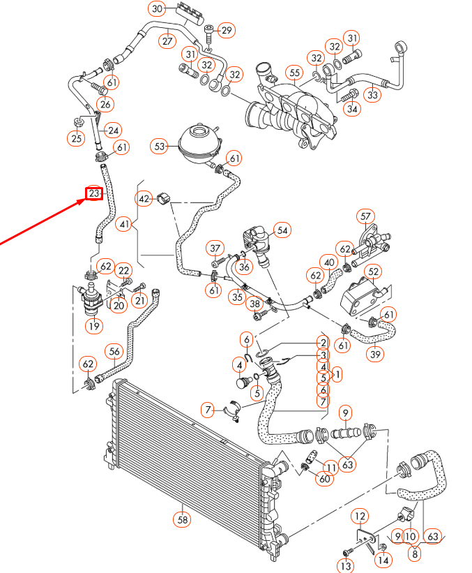NEW AUDI A1 8X ENGINE COOLANT HOSE 1K0121063J ORIGINAL