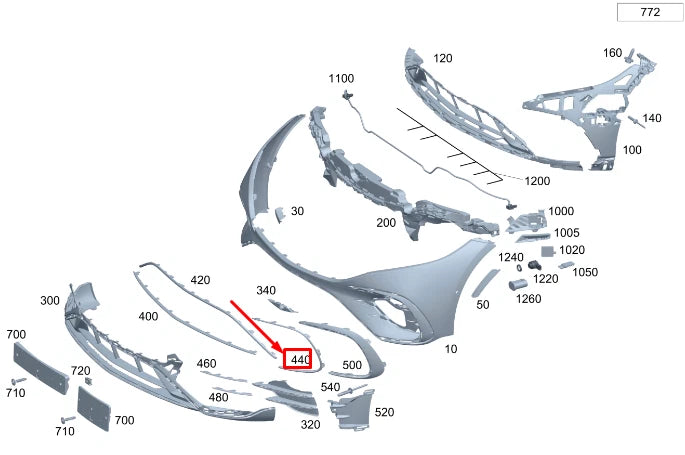 NEW MERCEDES-BENZ EQS V297 FRONT RIGHT BUMPER TRIM MOLDING A2978855403 ORIGINAL
