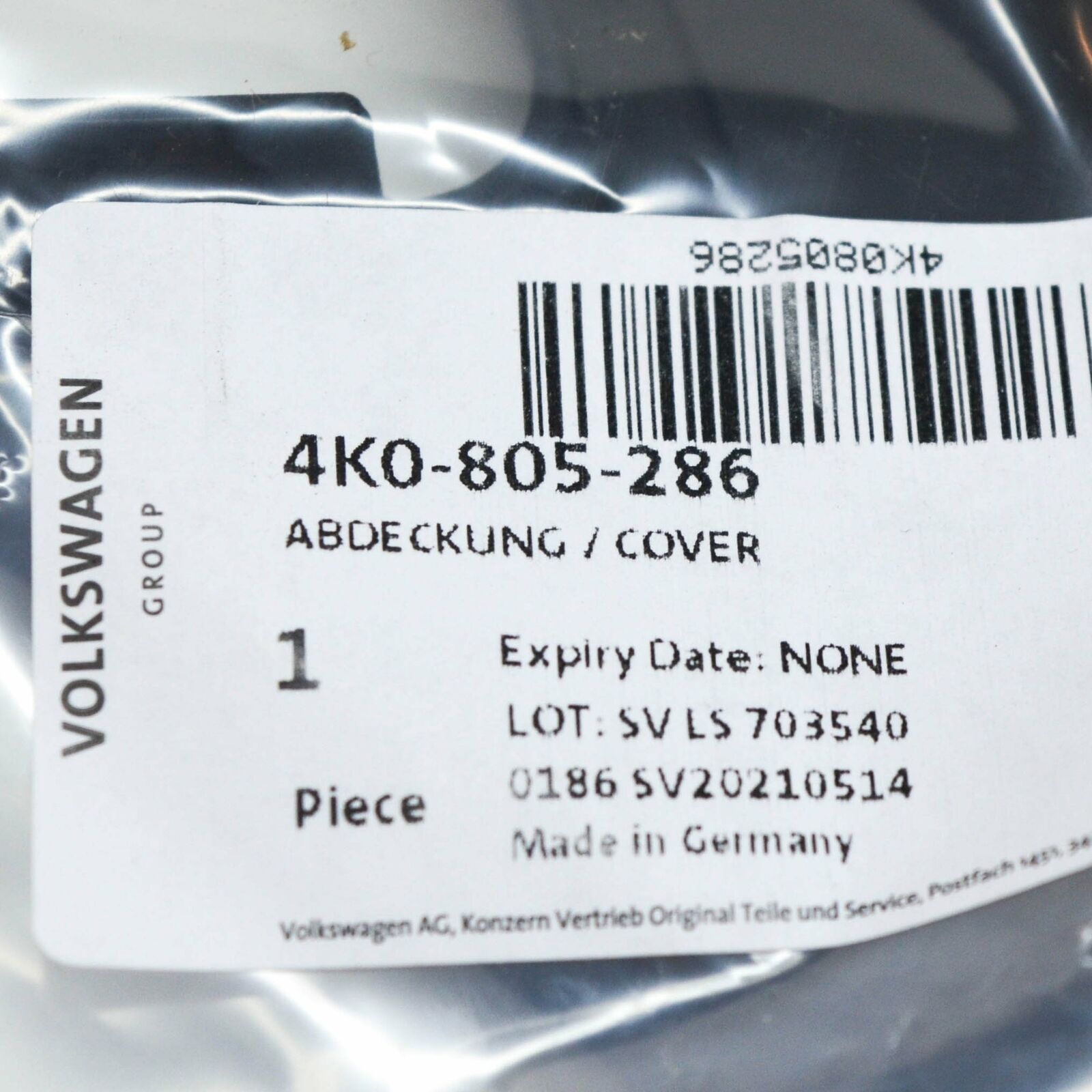 NEW AUDI A6 C8 FRONT HOOD LATCH RIGHT COVER 4K0805286 ORIGINAL