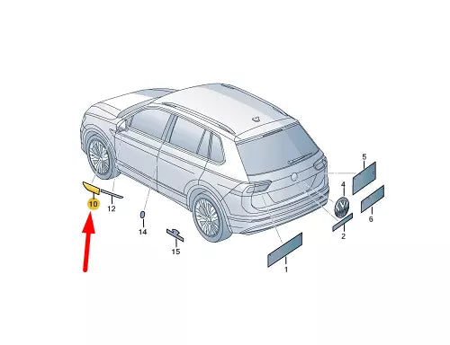NEW VW TIGUAN AD MK2 FRONT RIGHT FENDER BADGE 'R-LINE' 5NA853688BDPJ