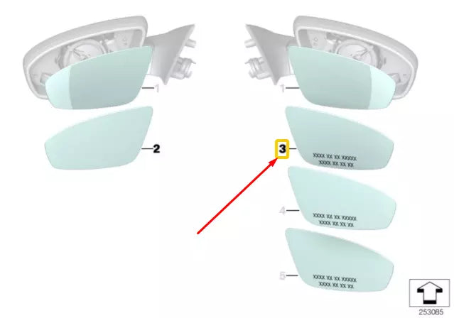 NEW BMW M5 F10 FRONT RIGHT DOOR MIRROR M GLASS CONVEX LHD 51168050086 ORIGINAL