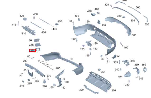 NEW MB GLC C253 REAR BUMPER LEFT BLIND SPOT ASSIST HOLDER A2538855907 ORIGINAL