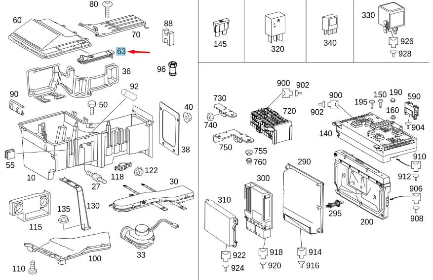 NEW MERCEDES-BENZ VITO W639 CONTROL MODULE BOX HOUSING CAP A6395450191 ORIGINAL