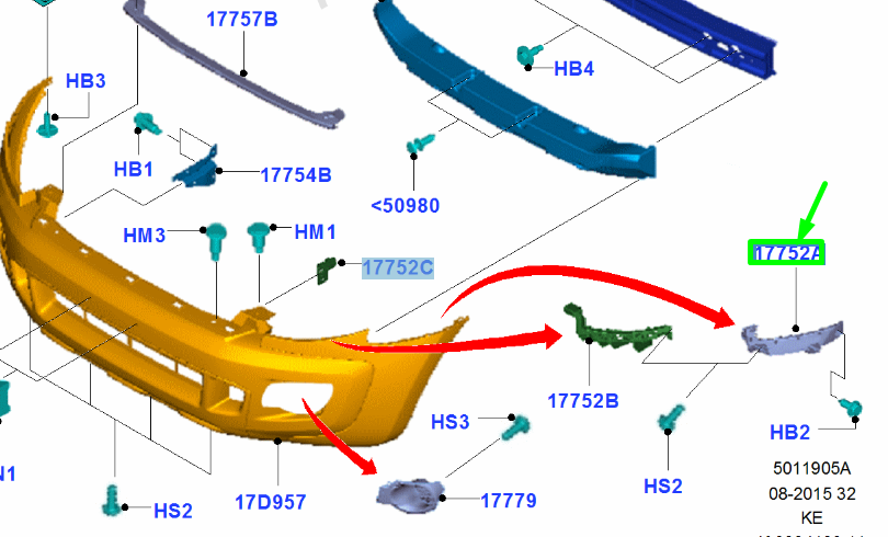 new ford ranger t6 mk3 front left bumper to wing bracket mount 1745269 original