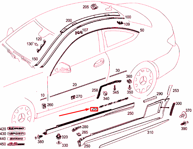 NEW MERCEDES-BENZ C W204 LEFT ROCKER MOULDING MOUNT BRACKET A2046980162 ORIGINAL