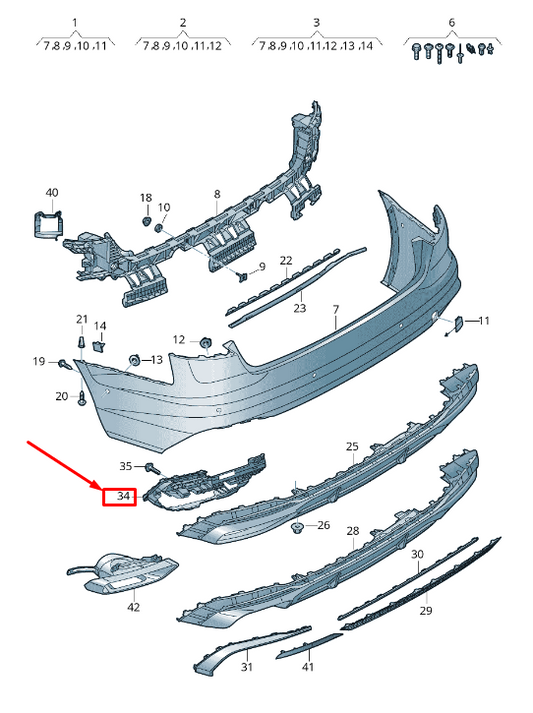 new audi a4 avant b9 rear left inner bumper cover bracket 8w0807347h original