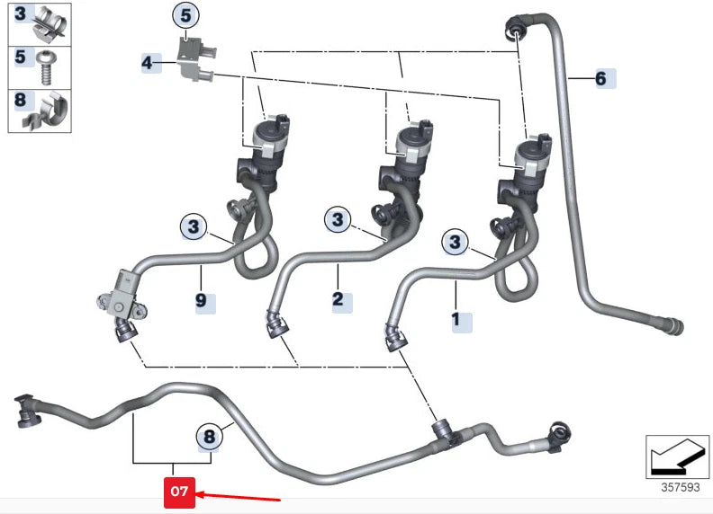 NEW BMW 5 GRAN TURISMO F07 SUCKING JET PUMP WITH LINES 13907601516 ORIGINAL