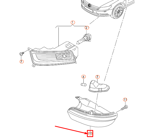NEW VOLKSWAGEN CC LEFT MIRROR TURN SIGNAL INDICATOR 3C8949101E ORIGINAL