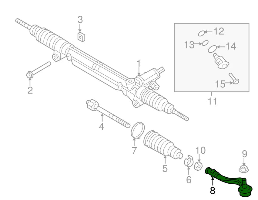 NEW AUDI A5 8T STEERING RACK LEFT TIE ROD END 8K0422817B