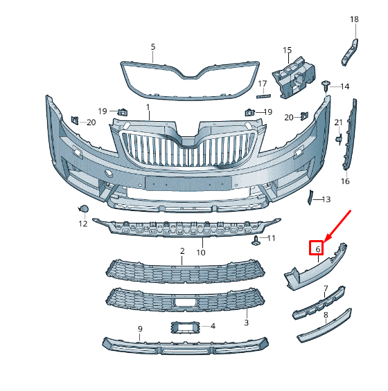 new skoda octavia 5e mk3 front left bumper spoiler 5e08070619b9 original
