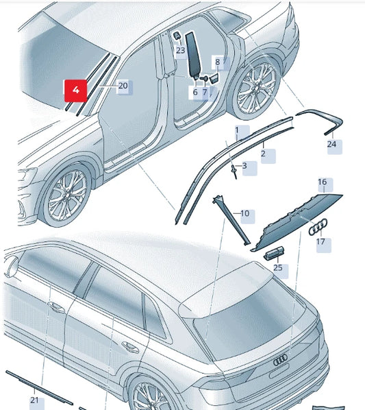 NEW AUDI Q8 4MN FRONT LEFT WINDSHIELD WATER DEFLECTOR STRIP 4M88543279B9