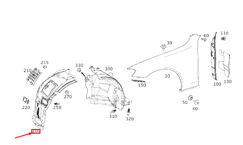 NEW MB E C238 FRONT LEFT WHEEL HOUSING LINER FRONT PART A2386901303 ORIGINAL