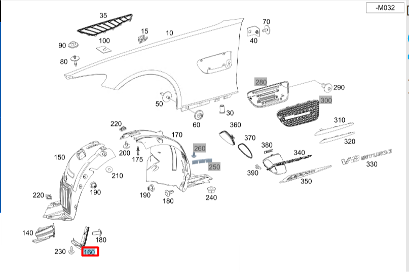 NEW MERCEDES-BENZ AMG GT C190 FRONT RIGHT WHEEL ARCH COVER A1908840400 ORIGINAL