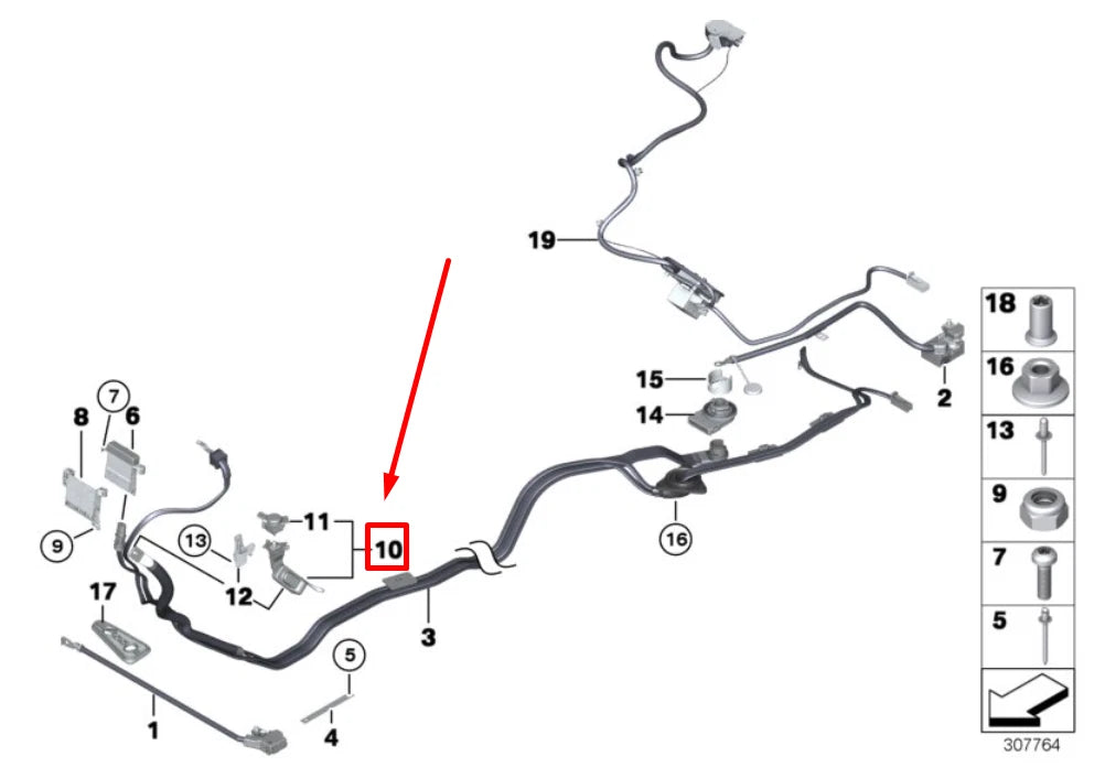 NEW BMW 5 F10 ENGINE COMPARTMENT B TERMINAL POINT 9214243 61149214243 ORIGINAL