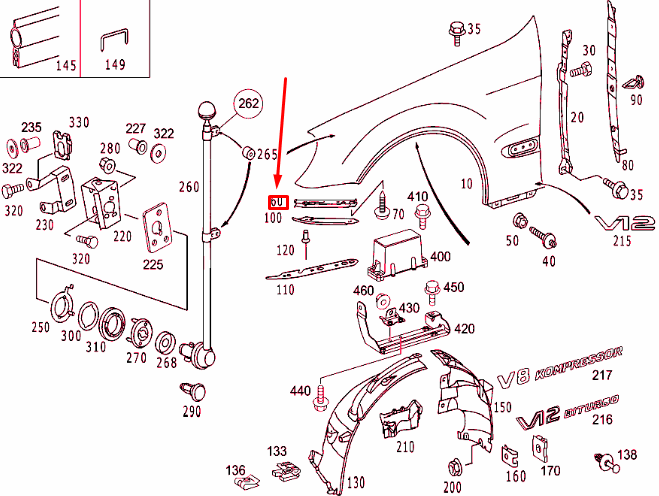 NEW MERCEDES-BENZ S W220 FRONT RIGHT FENDER BRACKET A2208801214 ORIGINAL