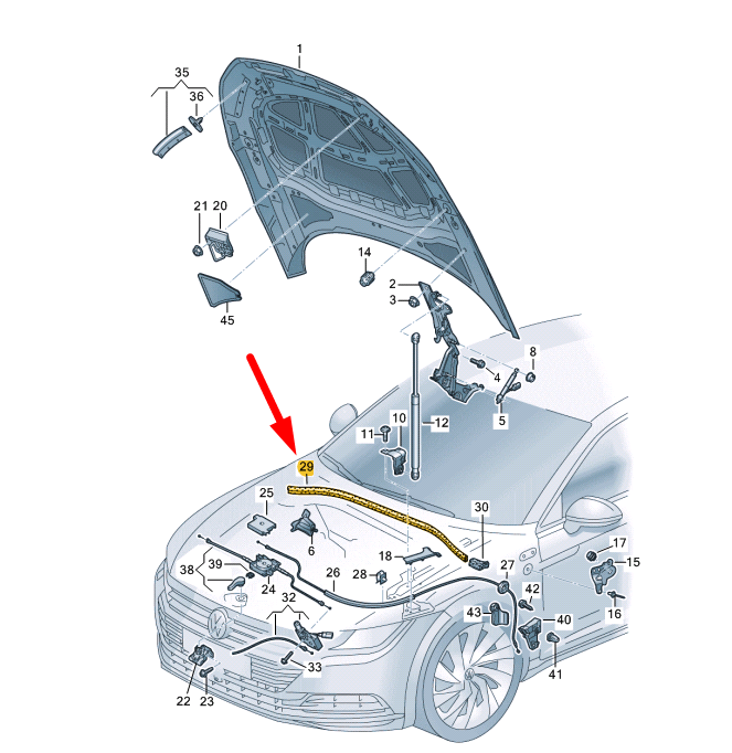 NEW VOLSKWAGEN ARTEON 3H7 FRONT HOOD WATER BOX SEAL 3G8823723 ORIGINAL