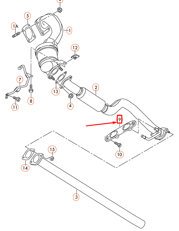 NEW AUDI A3 8P EXHAUST SYSTEM BRACKET 1K0253144BD ORIGINAL