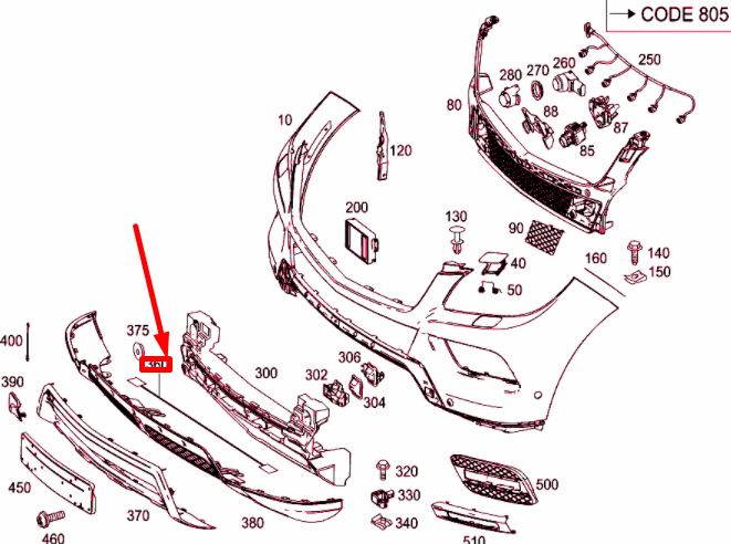 new mb gle w166 front connecting point/camera wiring harness a1665404600