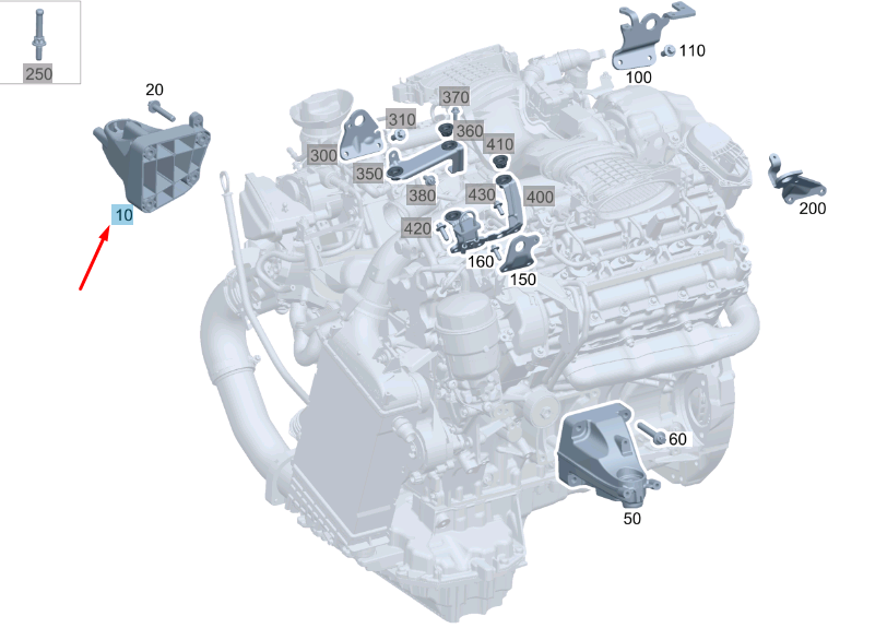 new mercedes-benz ml w164 engine carrier right side a6422231004 original