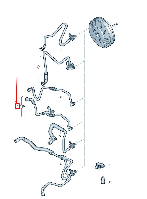 new vw cc 35 vacuum hose with non-return valve 3aa612041ac original