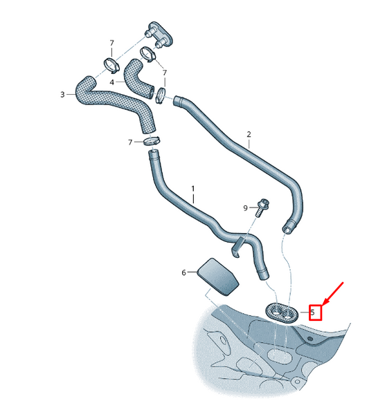 new vw touareg 7p mk2 heater coolant hose double grommet 7l0819345 original