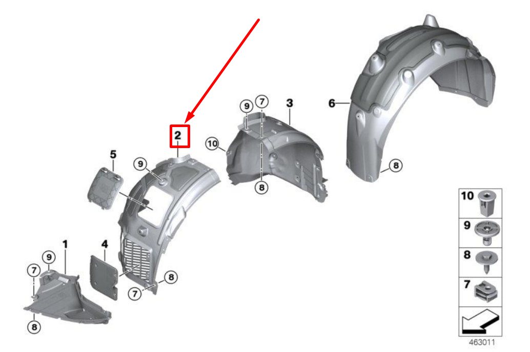 new bmw f90 front left inner fender front part 8060079 51718060079 original
