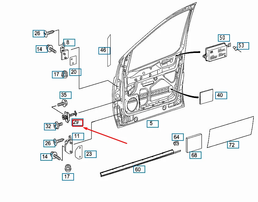 NEW MERCEDES-BENZ VANEO 414 FRONT LEFT DOOR LIMITER A1687200116 ORIGINAL