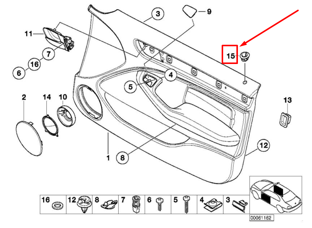 new bmw 3 e46 front door trim panel bush 8200729 51418200729 original