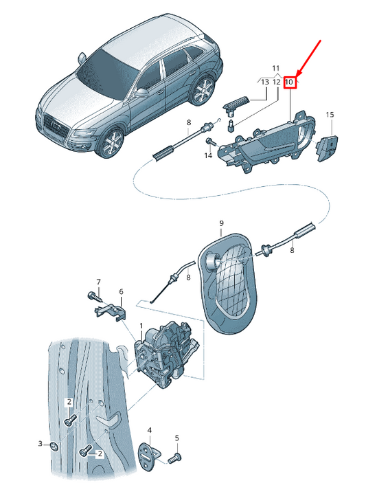 new audi q5 8r rear left inside door handle 8r0839019a1dh original