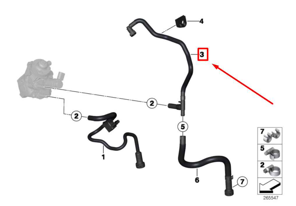 new bmw 3 f30, f80 fuel return line 7810786 13537810786 original