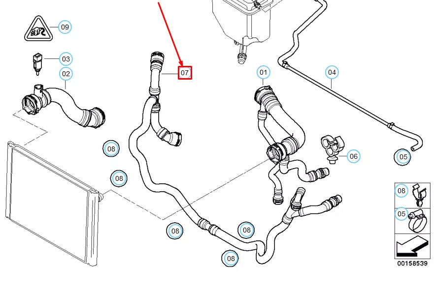 NEW BMW 5 E60 COOLING SYSTEM WATER RETURN HOSE 17127542206 ORIGINAL