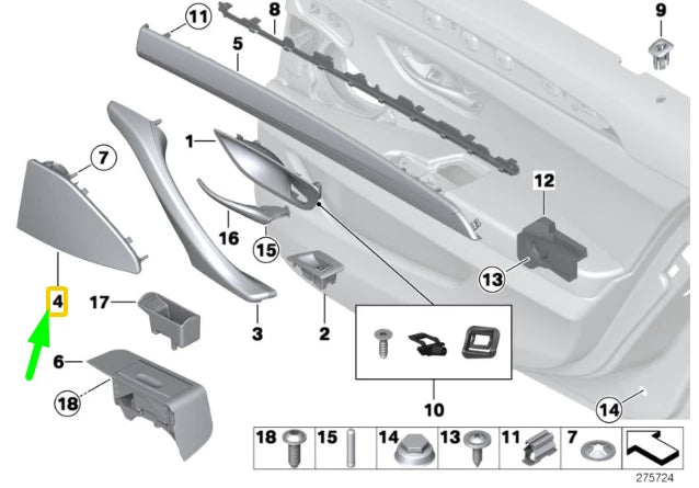 NEW BMW 5 F10 REAR RIGHT DOOR LOUDSPEAKER COVER 51427226464 7226464 ORIGINAL
