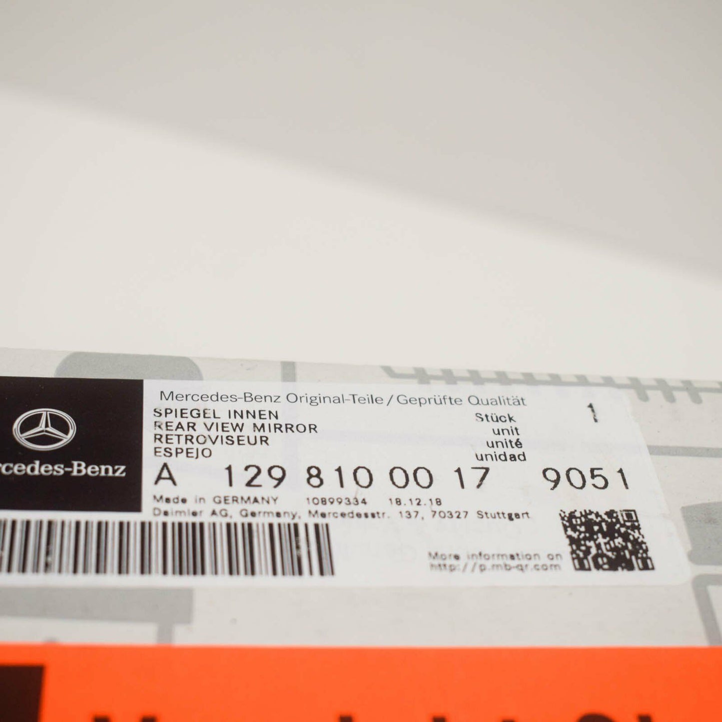 new mercedes-benz sl r129 inside rear view mirror a12981000179051 original