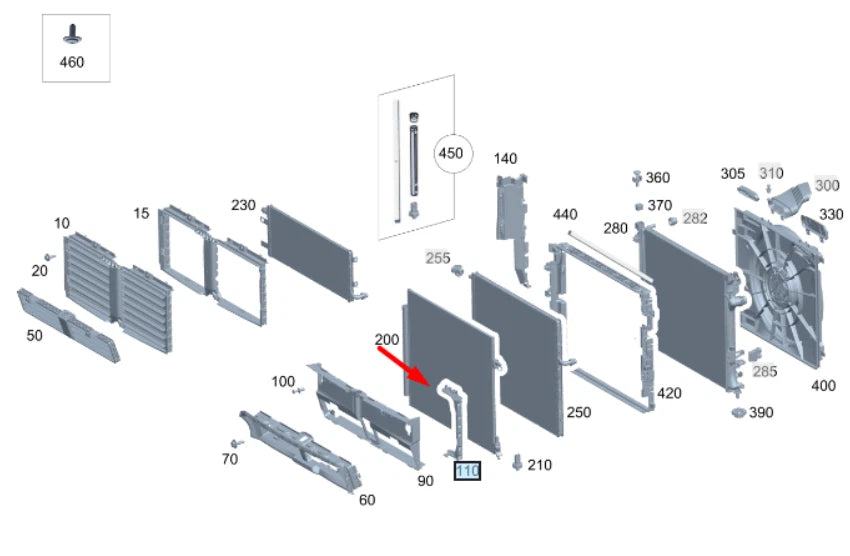 NEW MERCEDES-BENZ GLE W167 RIGHT SIDE RADIATOR BRACKET MOUNT A1675041400