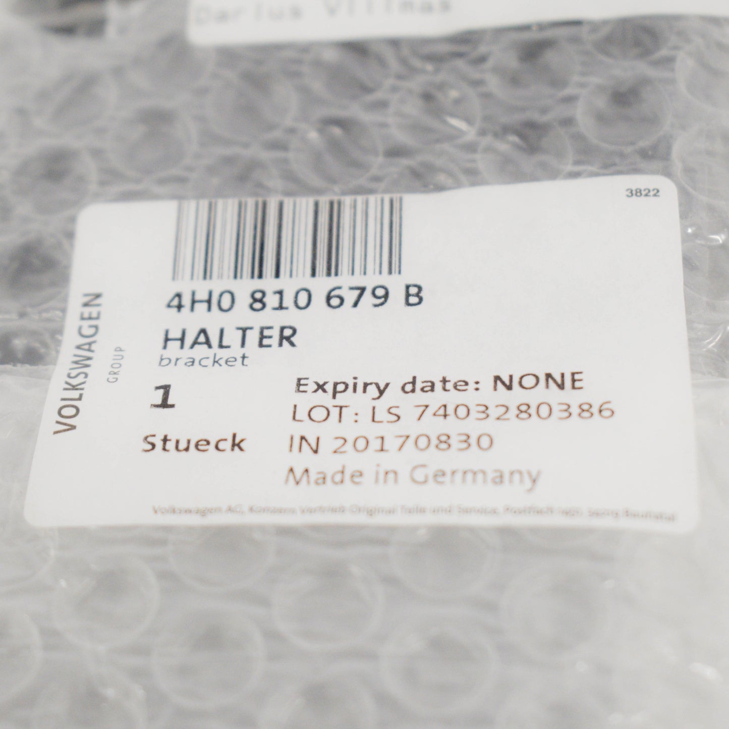 NEW AUDI A8 D4 FRONT LEFT FENDER CENTER BRACKET 4H0810679B ORIGINAL