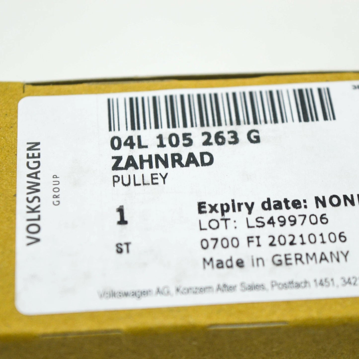 NEW AUDI A3 SPORTBACK 8V TOOTHED BELT PULLEY 04L105263G