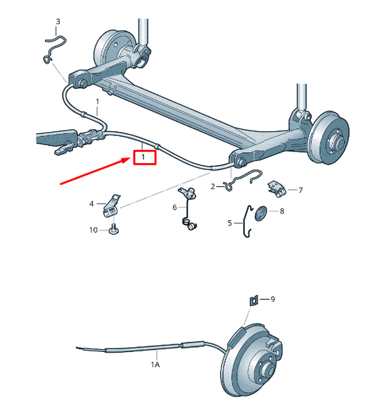 new skoda fabia mk2 54 parking brake cable 6q0609721k original