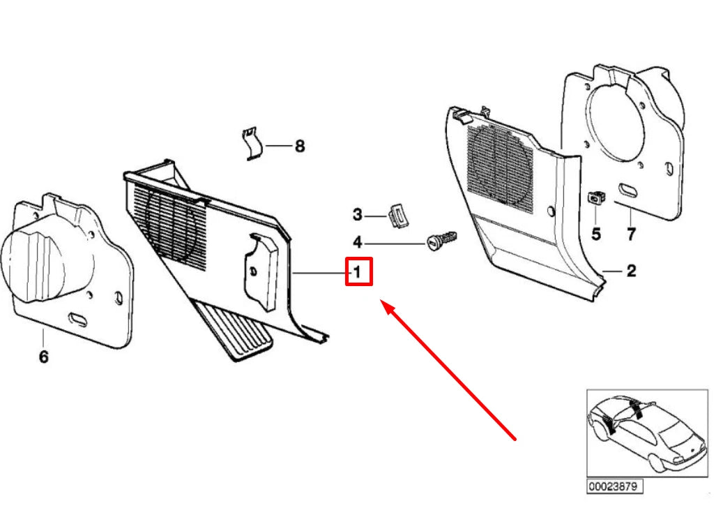 NEW BMW 3 COMPACT E36 FRONT LEFT LATERAL TRIM PANEL 8173559 51438173559 ORIGINAL