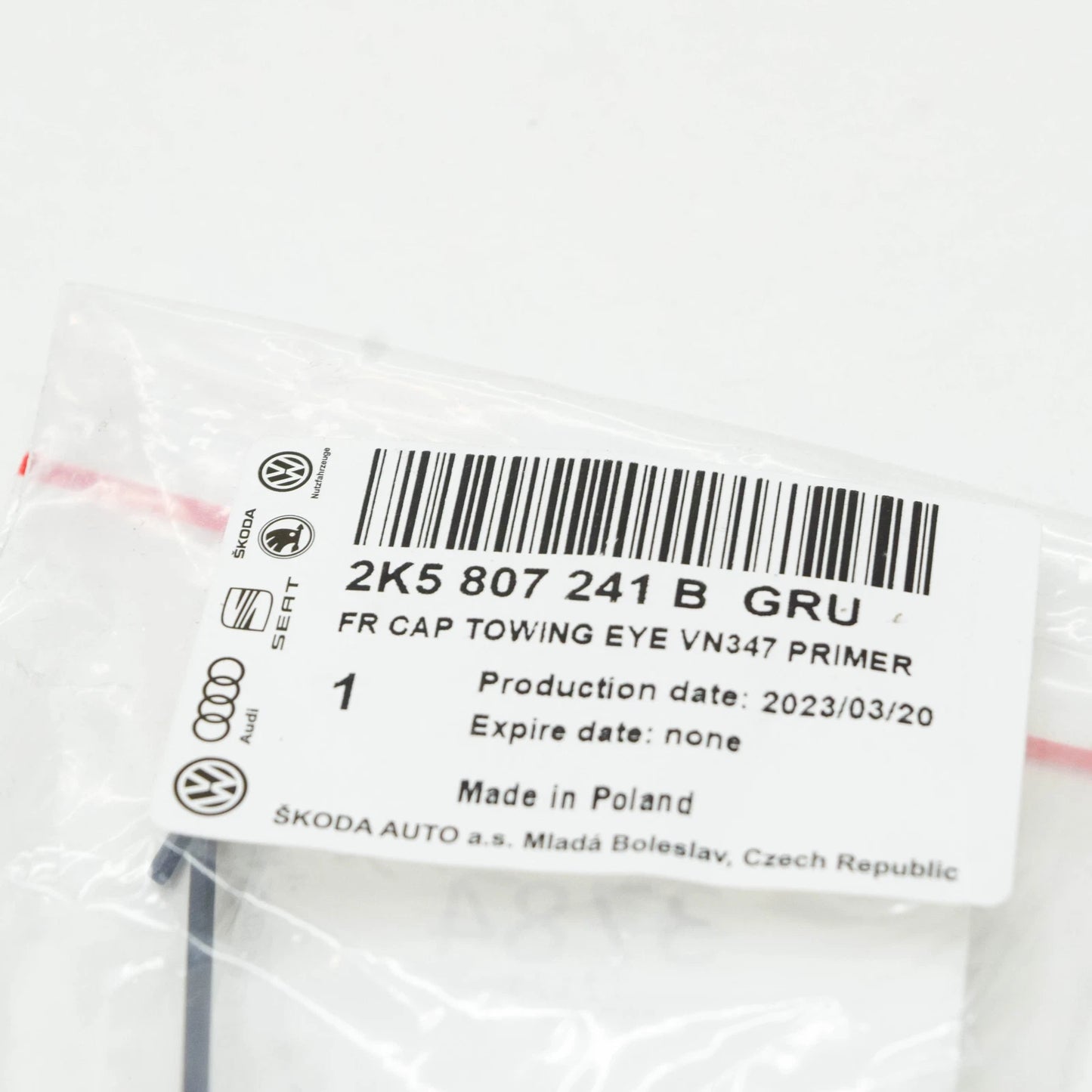 NEW VW CADDY 2KA FRONT BUMPER TOW HOOK COVER 2K5807241BGRU ORIGINAL