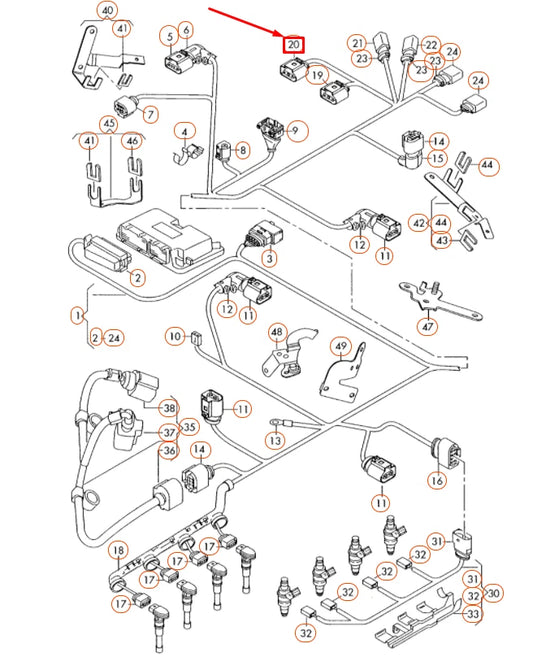 NEW AUDI A1 MK1 ENGINE WIRING SET FLAT CONTACT HOUSING 5 PIN 8K0973705 ORIGINAL