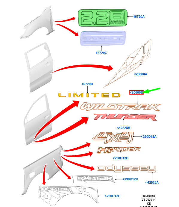 new ford ranger t6 decal strip 2218700 original