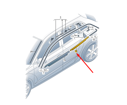 new audi a3 8v rear right window slot seal with trim stip 8v4853764at94 original