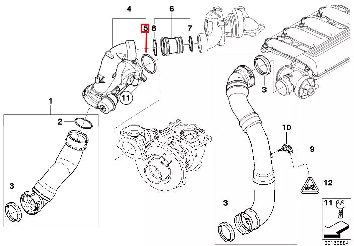 NEW BMW 5 E60 INTAKE MANIFOLD O-RING 11657796633 ORIGINAL