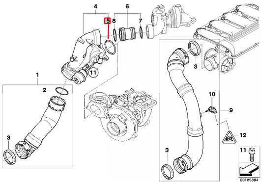 NEW BMW 5 E60 INTAKE MANIFOLD O-RING 11657796633 ORIGINAL