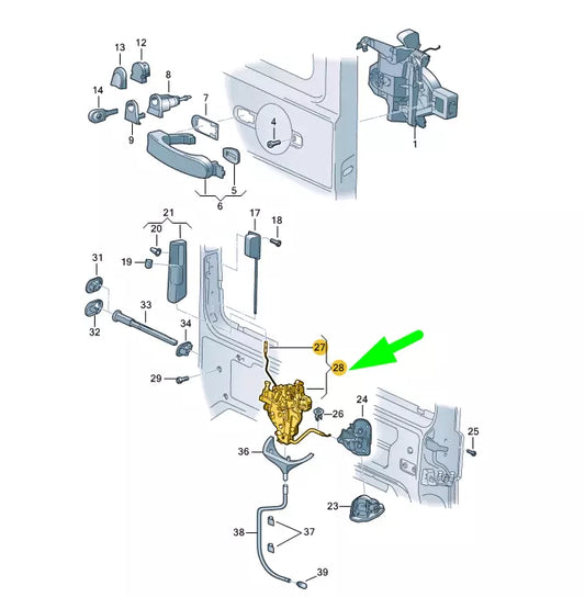 NEW VW TRANSPORTER T5 LEFT SLIDING DOOR REMOTE CONTROL LOCK 7H0843653BR