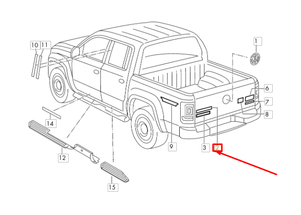 new volkswagen amarok rear inscription badge 2h7853689ev8 original