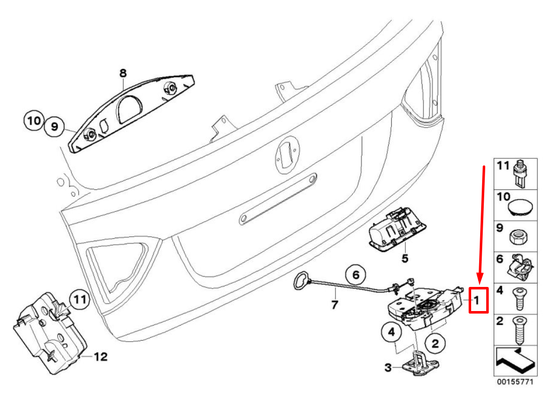new bmw 3 touring e91 tailgate lock 7308844 51247308844 original