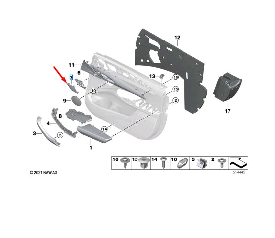 NEW BMW X3 G01 RIGHT DOOR CARD DUMMY TRIM 51417422698 ORIGINAL
